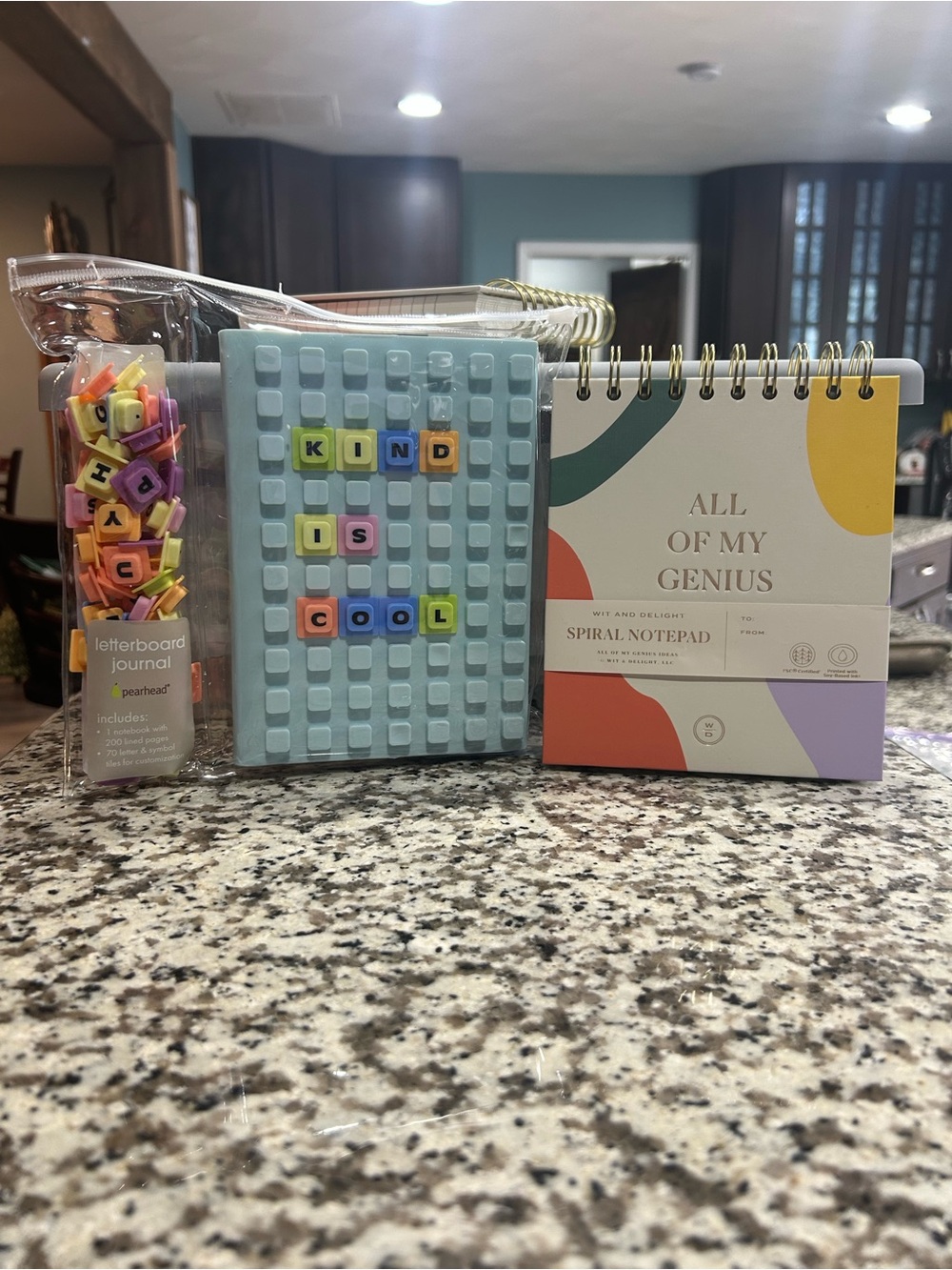 Pearhead Light Blue Letterboard Journal & Colorful Tile Spiral Notepad Set
